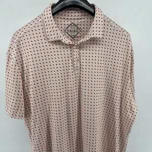 Burlebo Polo Shirt Mens XL Orange Texas All Over Print Performance Golf Stretch